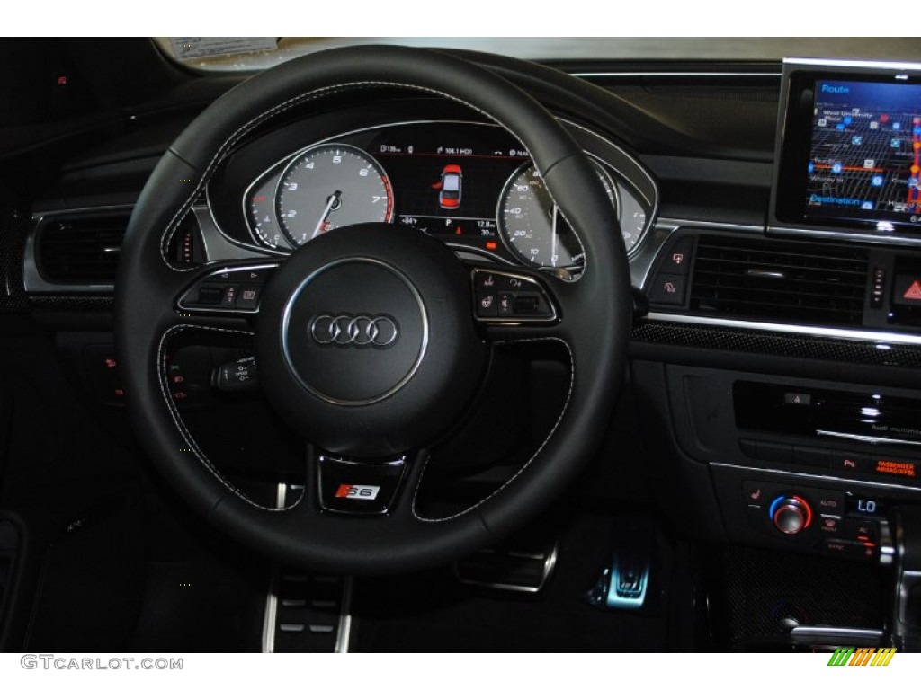 2013 Audi S6 4.0 TFSI quattro Sedan Black Steering Wheel Photo #80828372