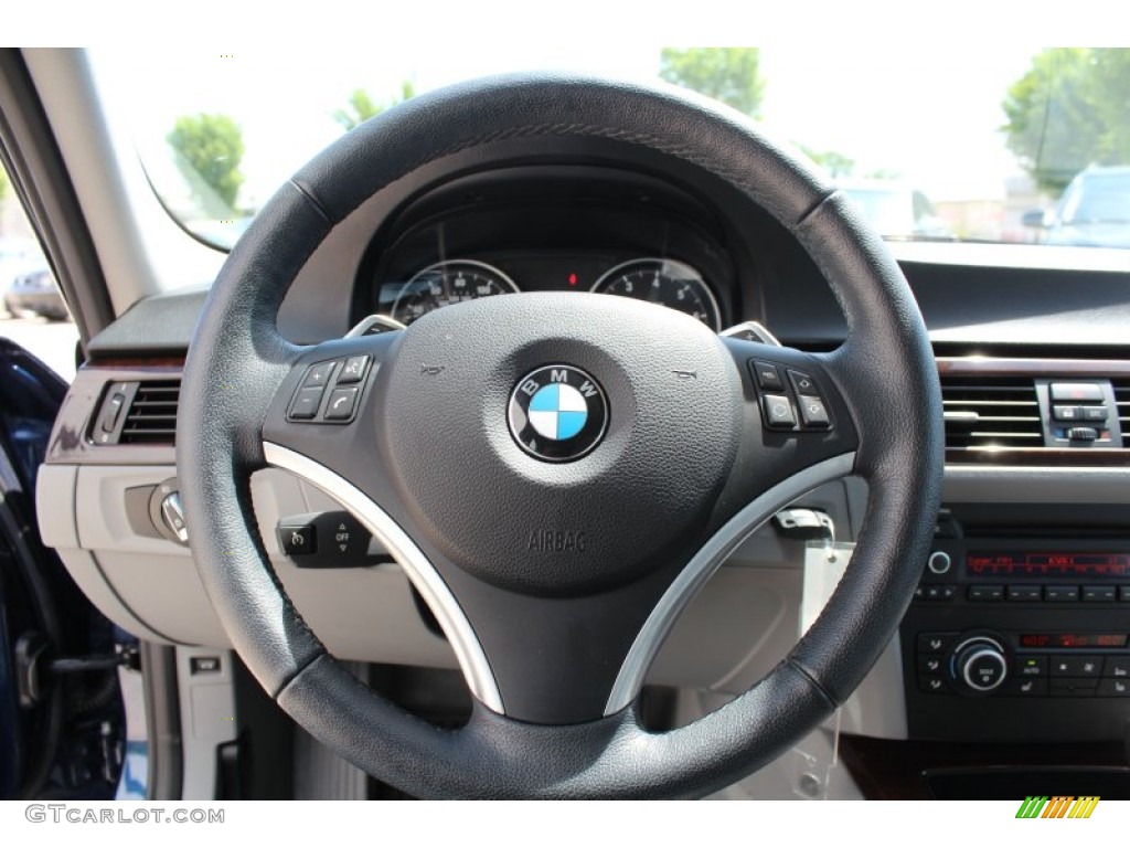 2011 BMW 3 Series 328i Sedan Gray Dakota Leather Steering Wheel Photo #80830101