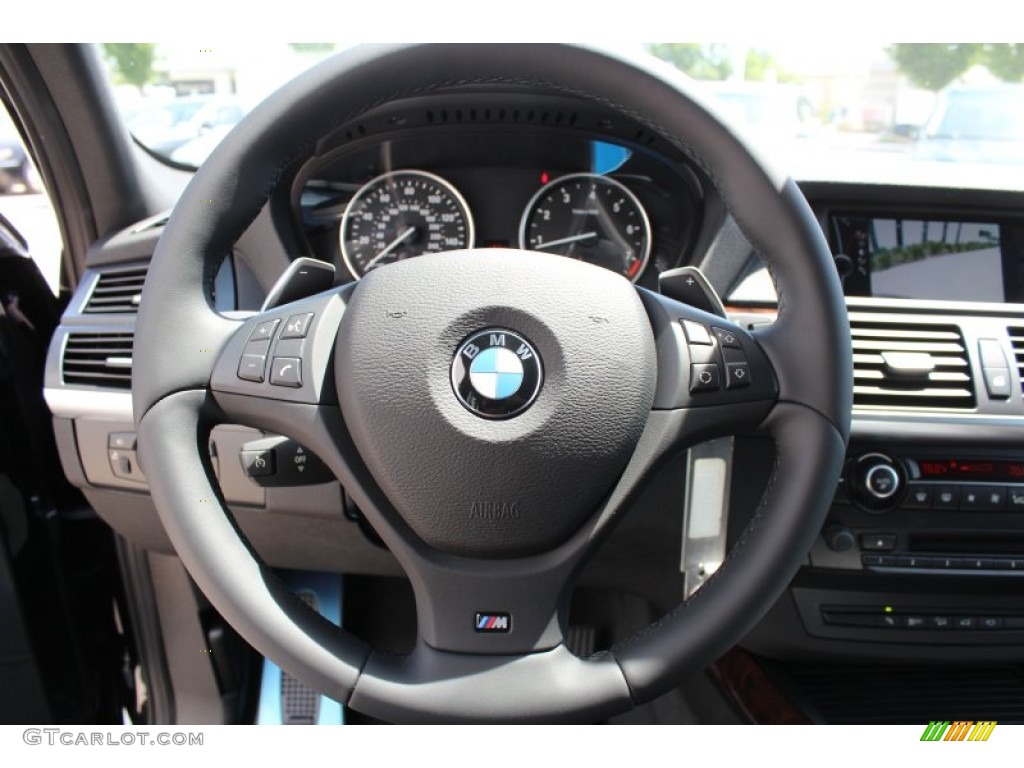 2013 BMW X5 xDrive 50i Black Steering Wheel Photo #80832598