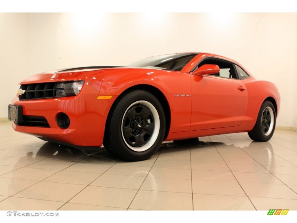 2012 Camaro LS Coupe - Inferno Orange Metallic / Black photo #5