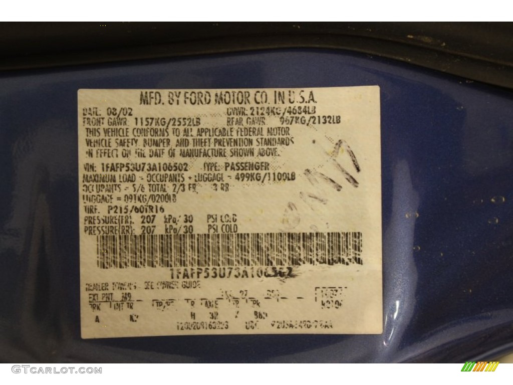 2003 Taurus SE - Patriot Blue Metallic / Medium Graphite photo #15