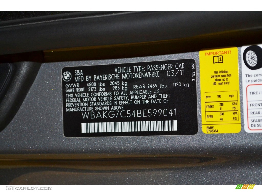 2011 3 Series 335i Coupe - Space Gray Metallic / Black photo #8
