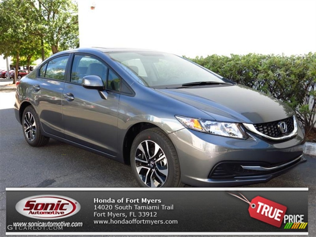 2013 Civic EX Sedan - Polished Metal Metallic / Gray photo #1