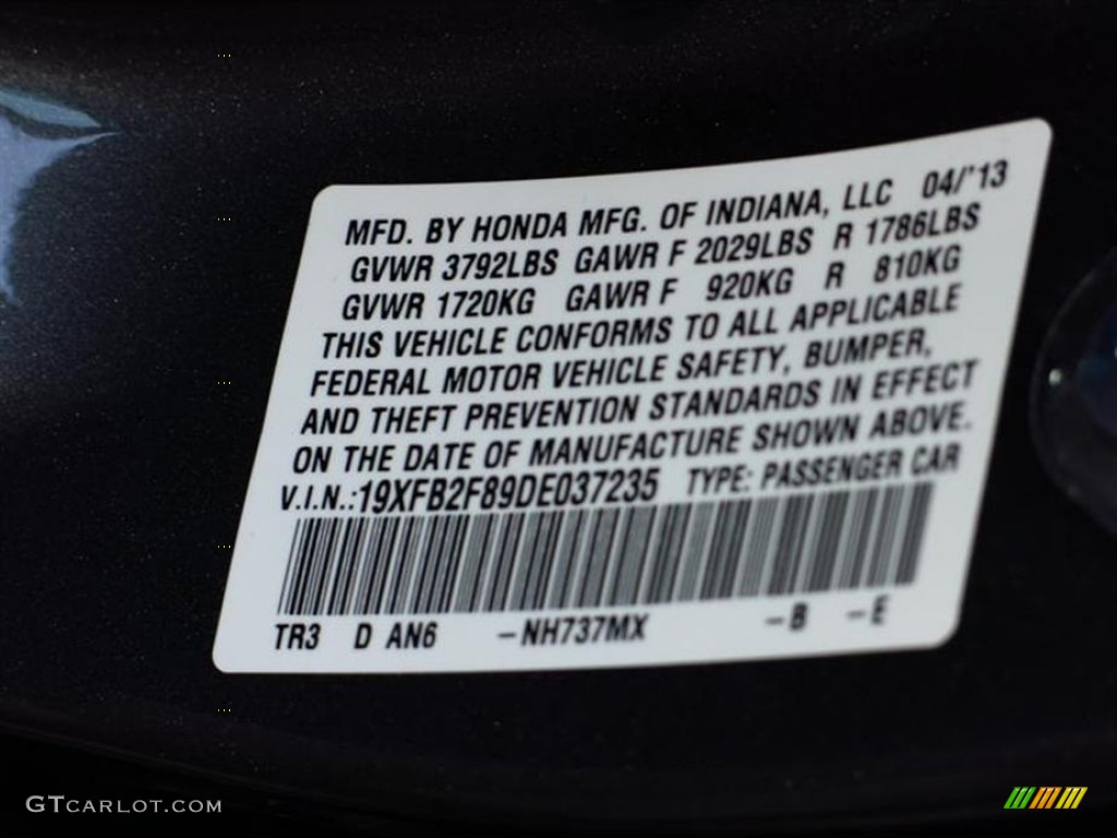 2013 Civic EX Sedan - Polished Metal Metallic / Gray photo #11