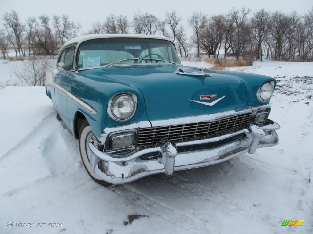 1956 Bel Air 2 Door Hardtop - Nassau Blue/India Ivory / Light Turquoise photo #4