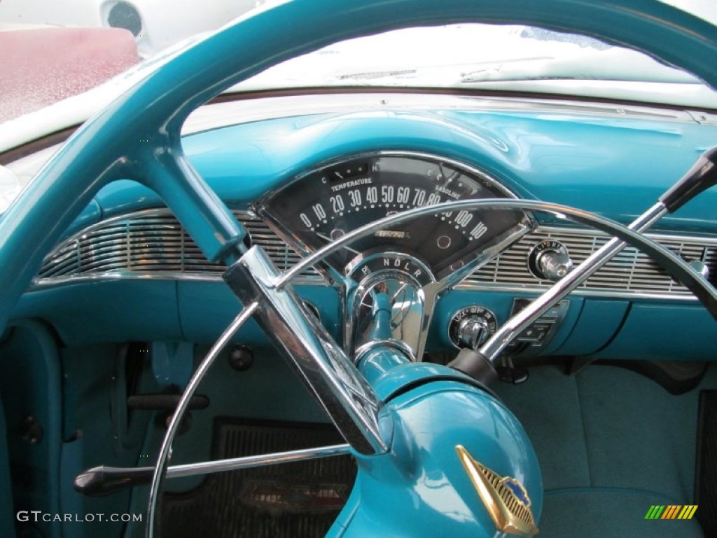 1956 Bel Air 2 Door Hardtop - Nassau Blue/India Ivory / Light Turquoise photo #6