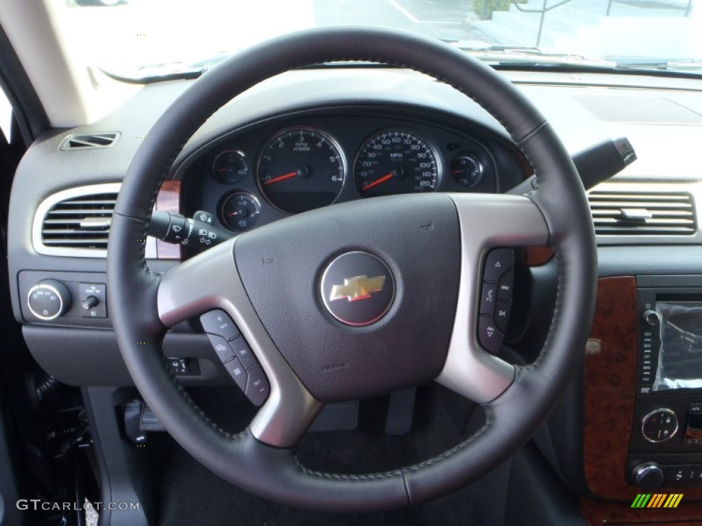 2013 Chevrolet Avalanche LTZ Black Diamond Edition Ebony Steering Wheel Photo #80842725