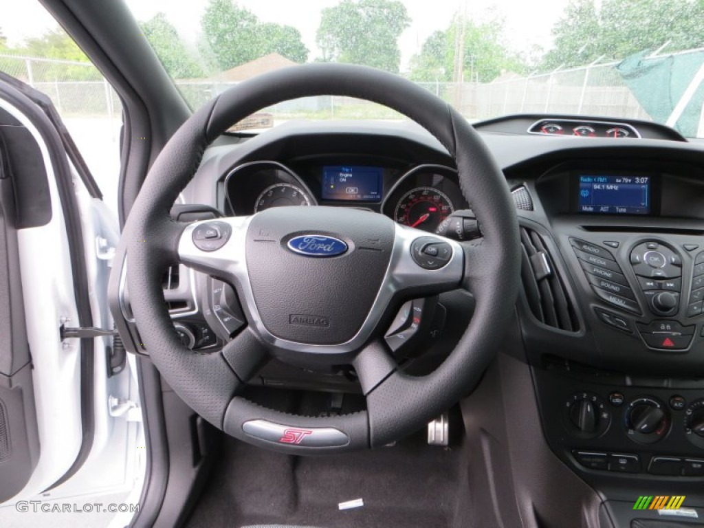 2013 Ford Focus ST Hatchback ST Charcoal Black Steering Wheel Photo #80842774