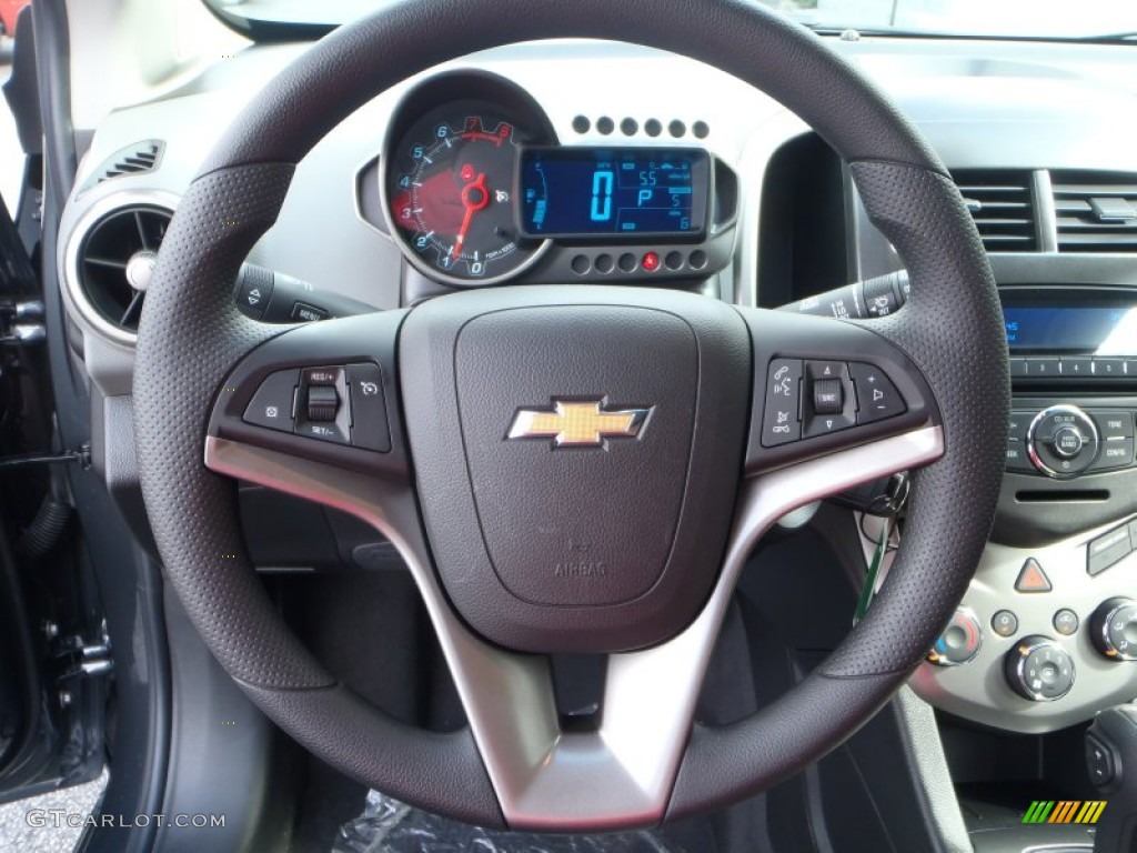 2013 Chevrolet Sonic LT Hatch Jet Black/Dark Titanium Steering Wheel Photo #80843221
