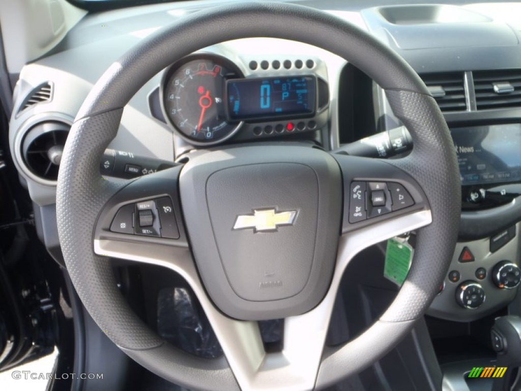 2013 Chevrolet Sonic LT Sedan Jet Black/Dark Titanium Steering Wheel Photo #80845022