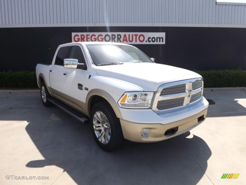 2013 1500 Laramie Longhorn Crew Cab - Bright White / Canyon Brown/Light Frost Beige photo #1