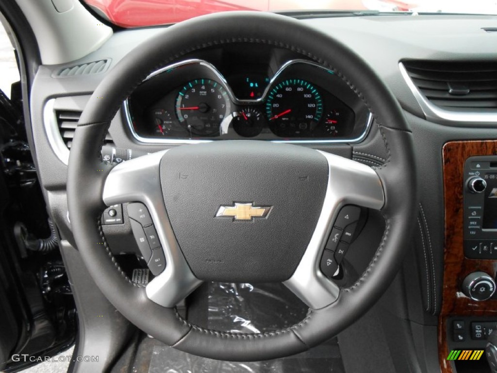 2013 Chevrolet Traverse LT Ebony Steering Wheel Photo #80853378