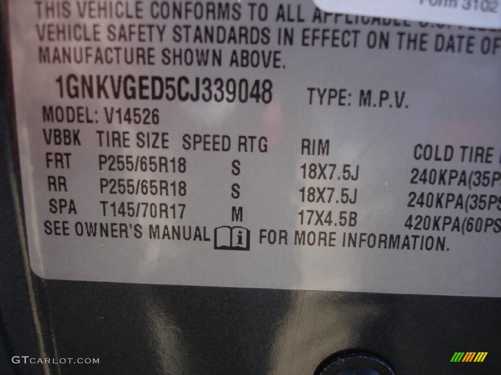 2012 Traverse LT AWD - Cyber Gray Metallic / Ebony photo #10