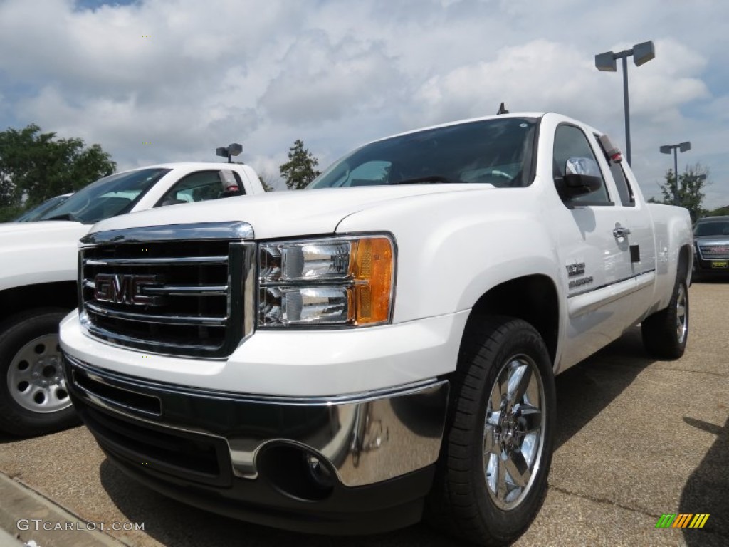 2013 Sierra 1500 SLE Extended Cab - Summit White / Ebony photo #8