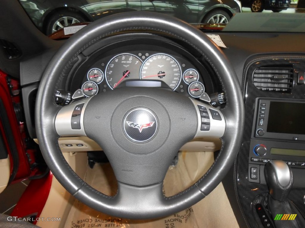 2011 Chevrolet Corvette Convertible Ebony Black/Cashmere Steering Wheel Photo #80859109