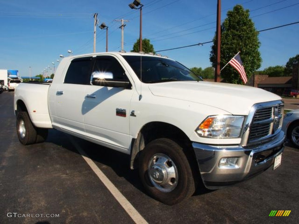 Bright White 2011 Dodge Ram 3500 HD Laramie Mega Cab 4x4 Dually Exterior Photo #80859813
