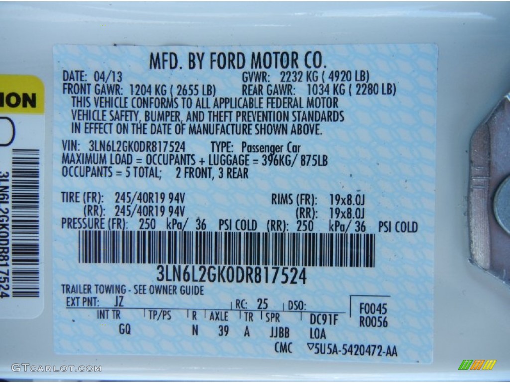 2013 MKZ Color Code JZ for Crystal Champagne Photo #80863092