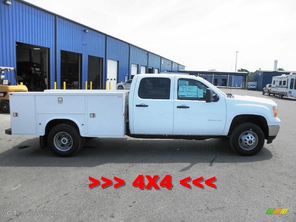 2013 Sierra 3500HD Crew Cab 4x4 Utility Truck - Summit White / Dark Titanium photo #1