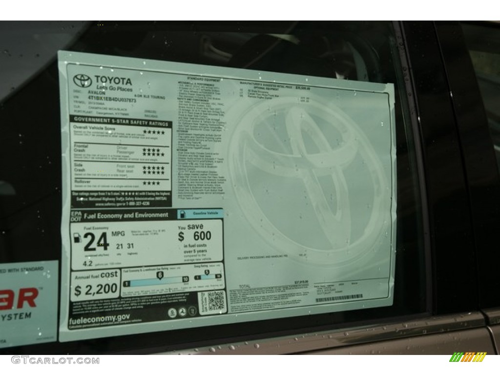 2013 Toyota Avalon XLE Window Sticker Photos