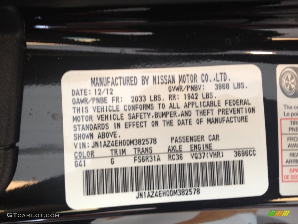 2013 370Z Color Code G41 for Magnetic Black Photo #80875444