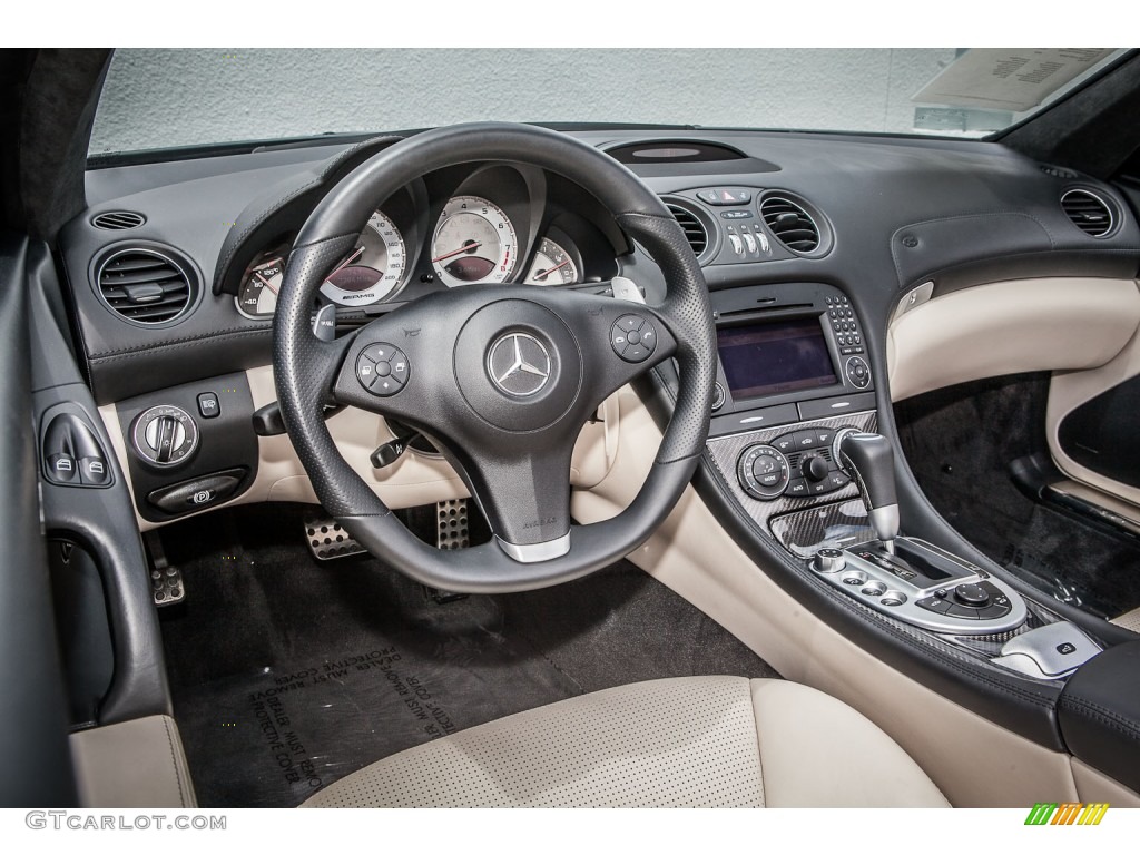 Porcelain/Black Interior 2012 Mercedes-Benz SL 63 AMG Roadster Photo #80880559