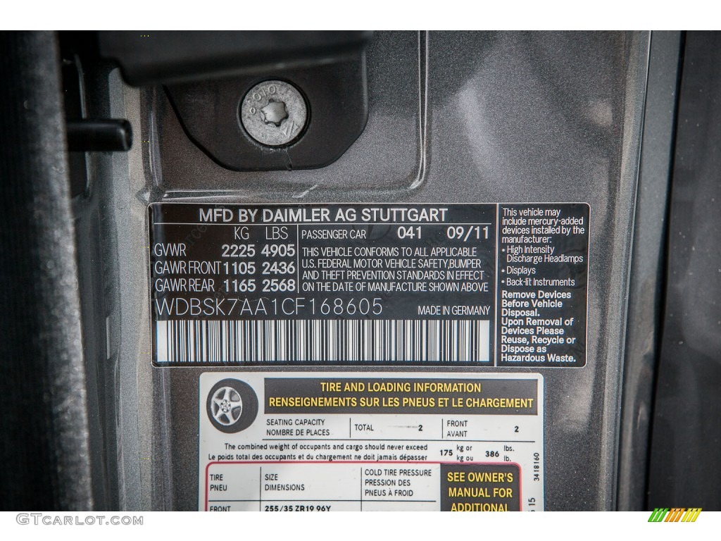 2012 Mercedes-Benz SL 63 AMG Roadster Parts Photos