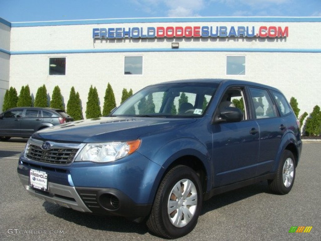 2009 Forester 2.5 X - Newport Blue Pearl / Platinum photo #1