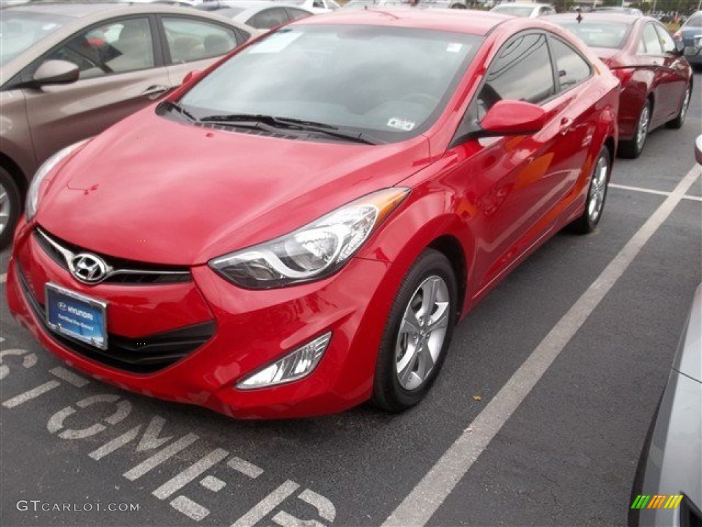 2013 Elantra Coupe GS - Volcanic Red / Blue photo #2