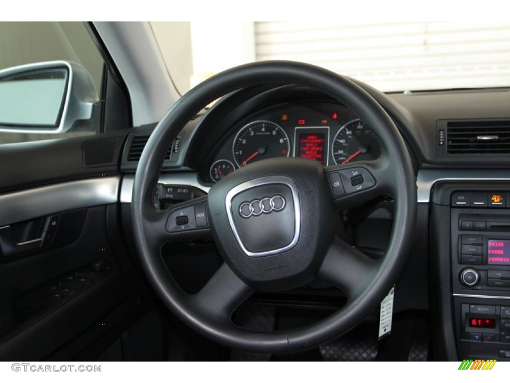 2007 Audi A4 2.0T Sedan Ebony Steering Wheel Photo #80884970