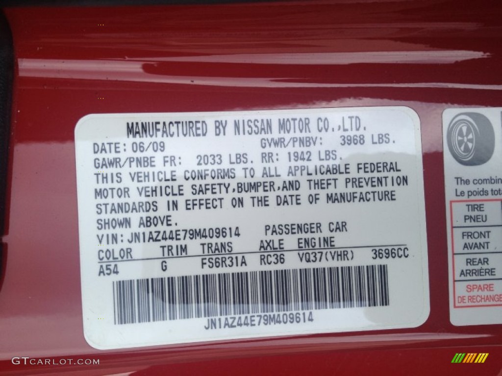 2009 370Z Color Code A54 for Solid Red Photo #80893421