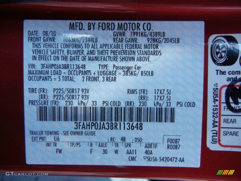 2011 Fusion SEL - Red Candy Metallic / Charcoal Black photo #28