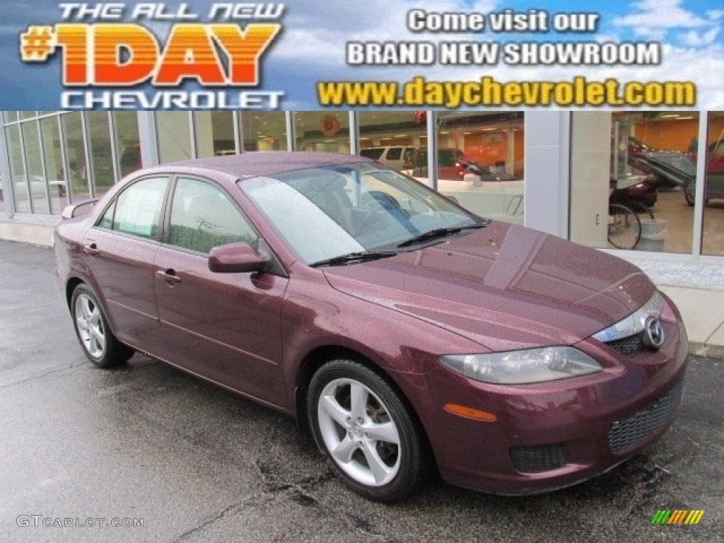 2006 MAZDA6 s Sport Sedan - Dark Cherry Metallic / Beige photo #1