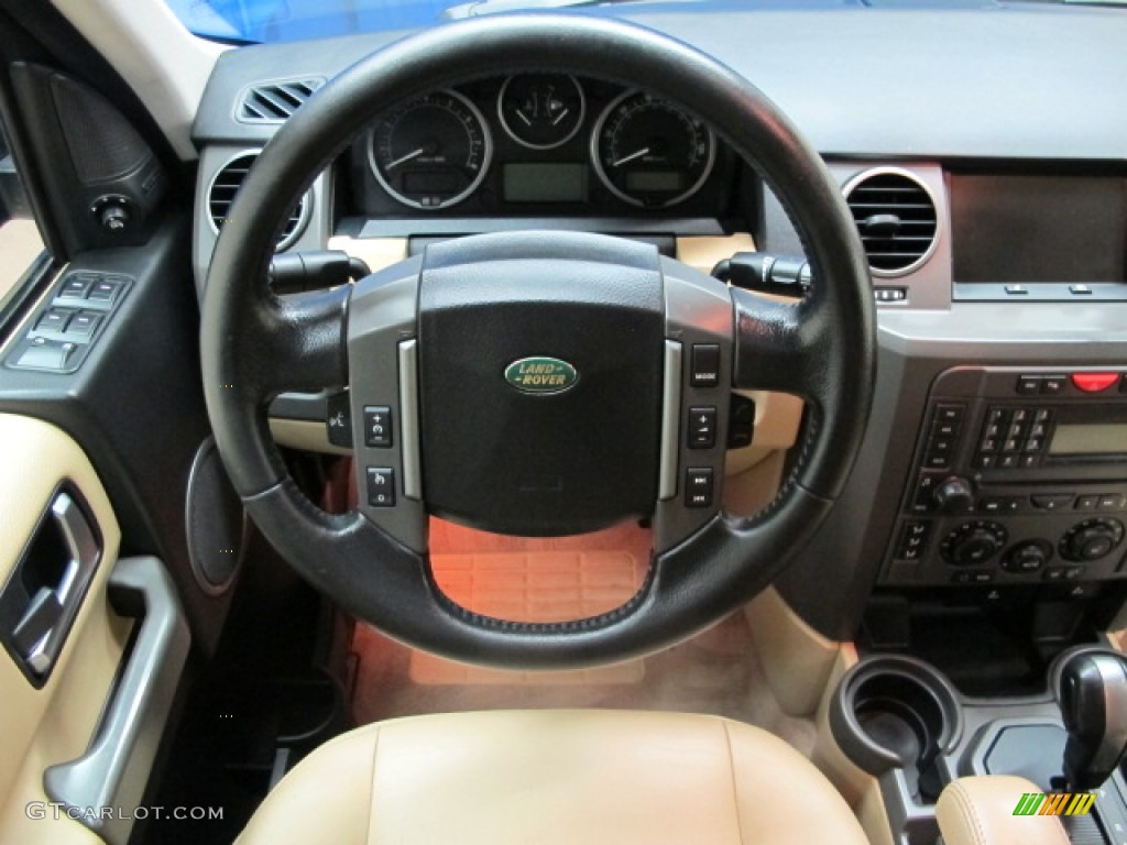2006 Land Rover LR3 V8 SE Alpaca Beige Steering Wheel Photo #80908810