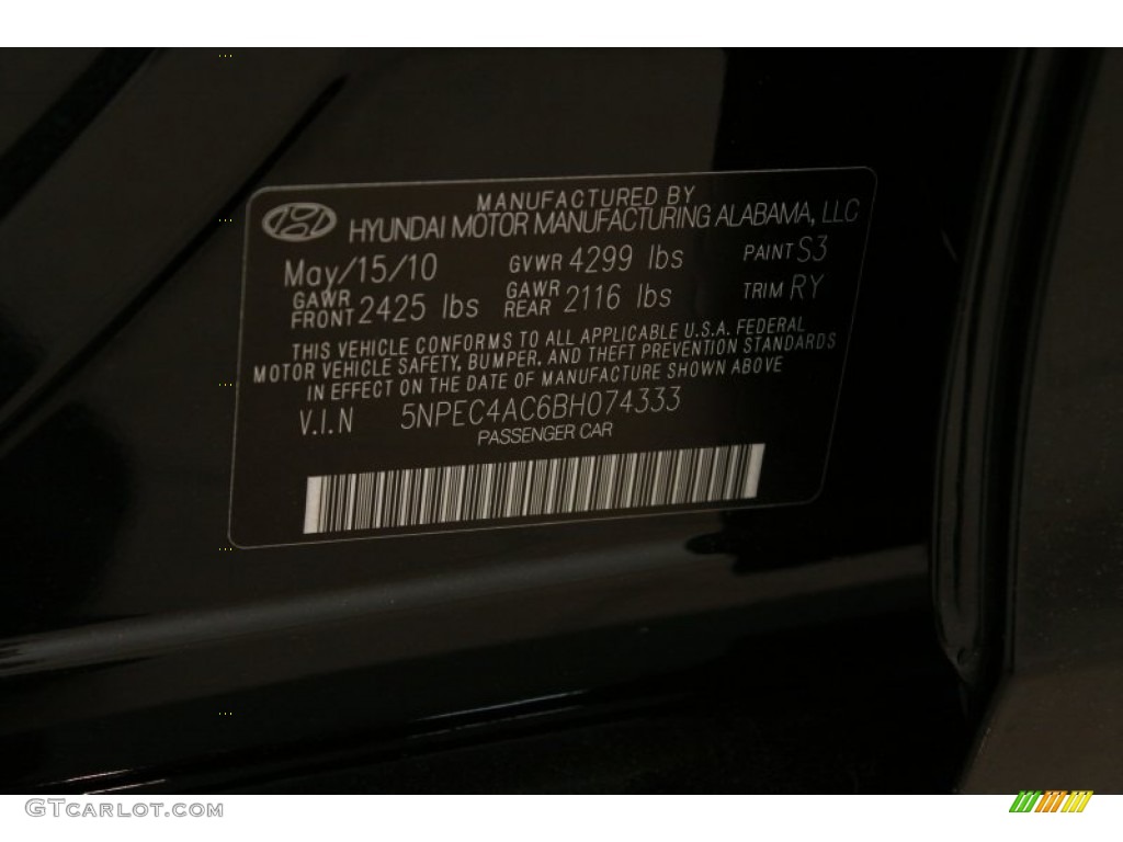 2011 Sonata Limited - Midnight Black / Black photo #18