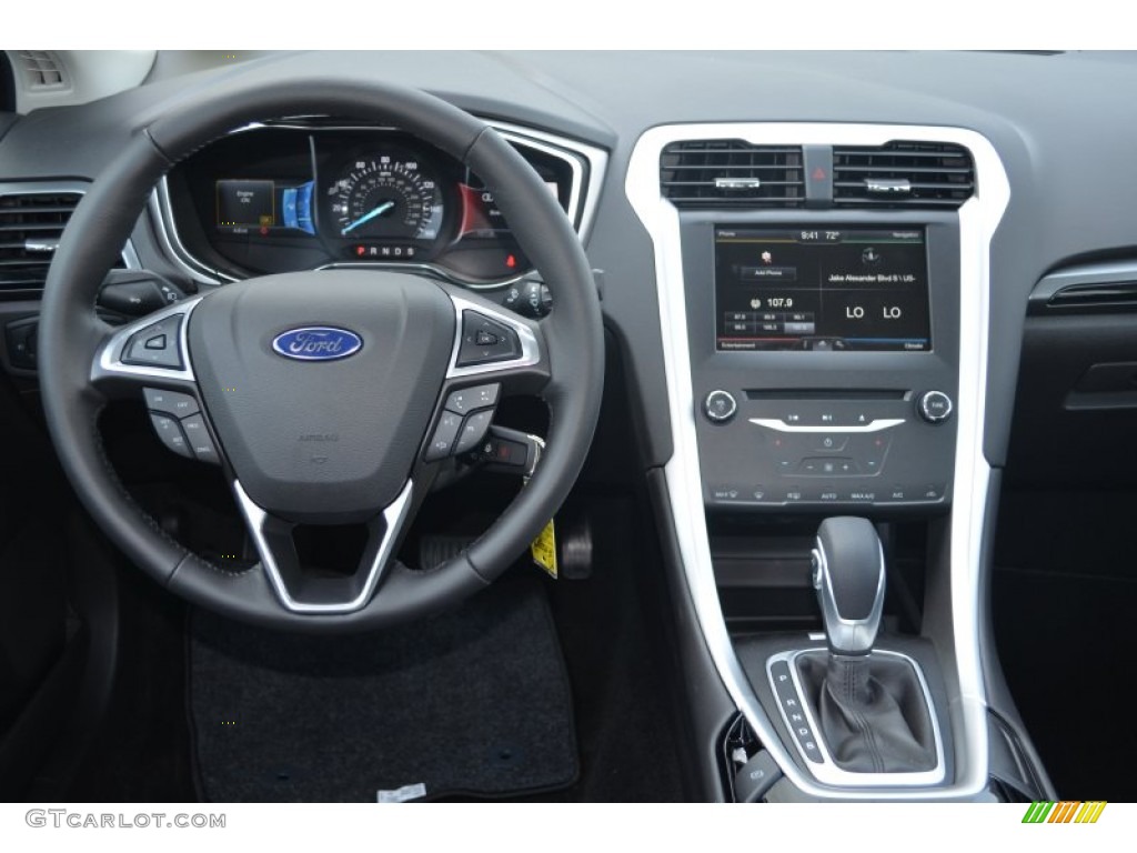 2013 Ford Fusion SE 1.6 EcoBoost SE Appearance Package Charcoal Black/Red Stitching Dashboard Photo #80915007