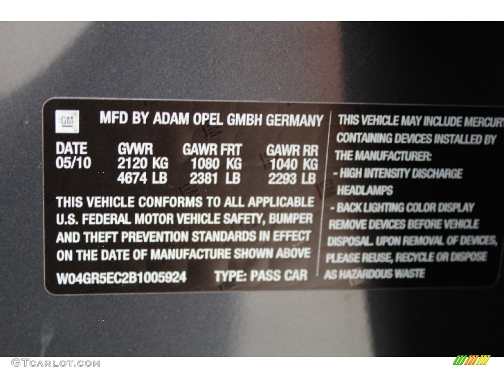 2011 Buick Regal CXL Info Tag Photo #80917942
