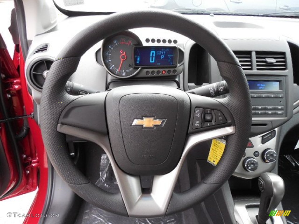 2013 Chevrolet Sonic LS Sedan Jet Black/Dark Titanium Steering Wheel Photo #80918556