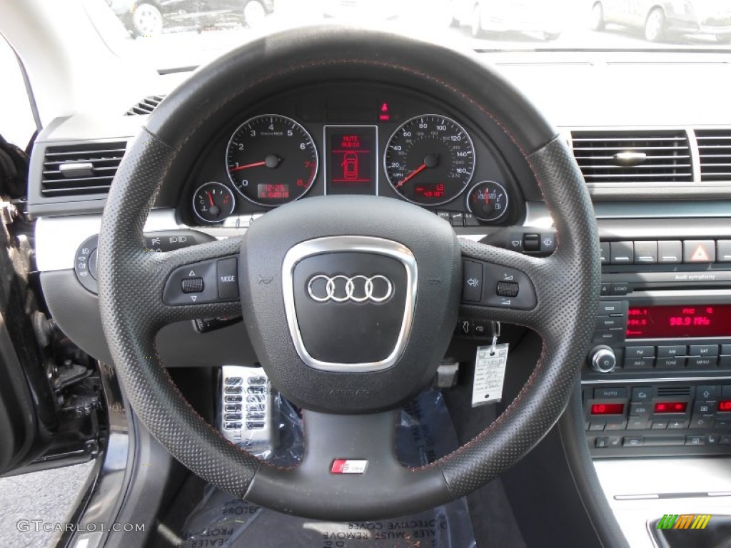 2008 Audi A4 2.0T quattro Sedan Black Steering Wheel Photo #80920050