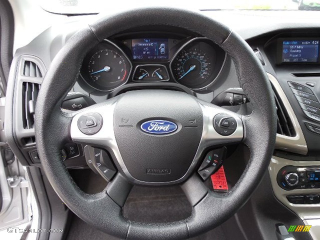 2012 Ford Focus SEL Sedan Charcoal Black Leather Steering Wheel Photo #80920911