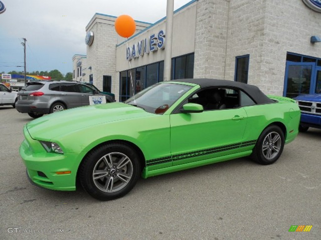 2013 Mustang V6 Premium Convertible - Gotta Have It Green / Charcoal Black photo #1