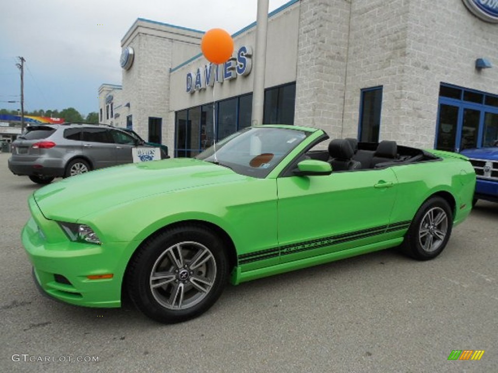 2013 Mustang V6 Premium Convertible - Gotta Have It Green / Charcoal Black photo #2