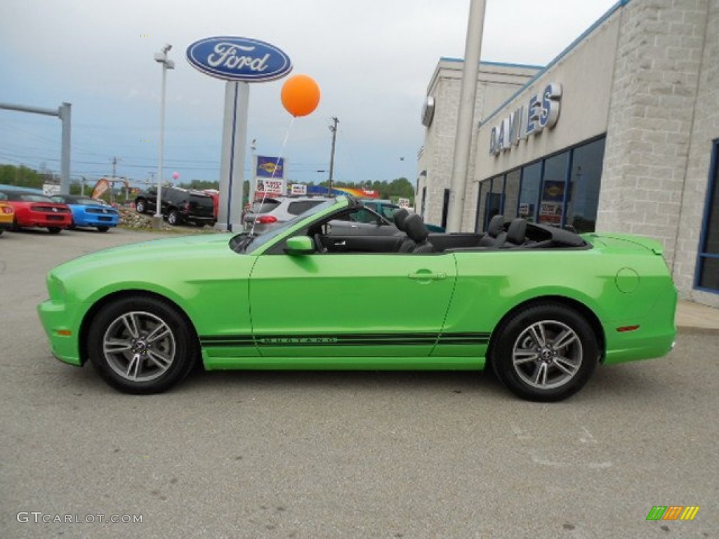 2013 Mustang V6 Premium Convertible - Gotta Have It Green / Charcoal Black photo #3