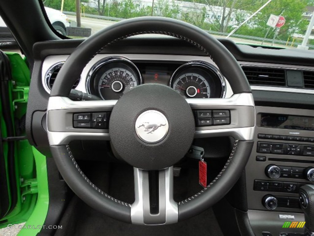 2013 Ford Mustang V6 Premium Convertible Charcoal Black Steering Wheel Photo #80921268