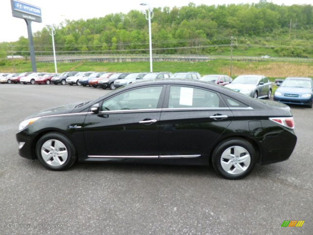 2012 Sonata Hybrid - Black Onyx Pearl / Gray photo #4