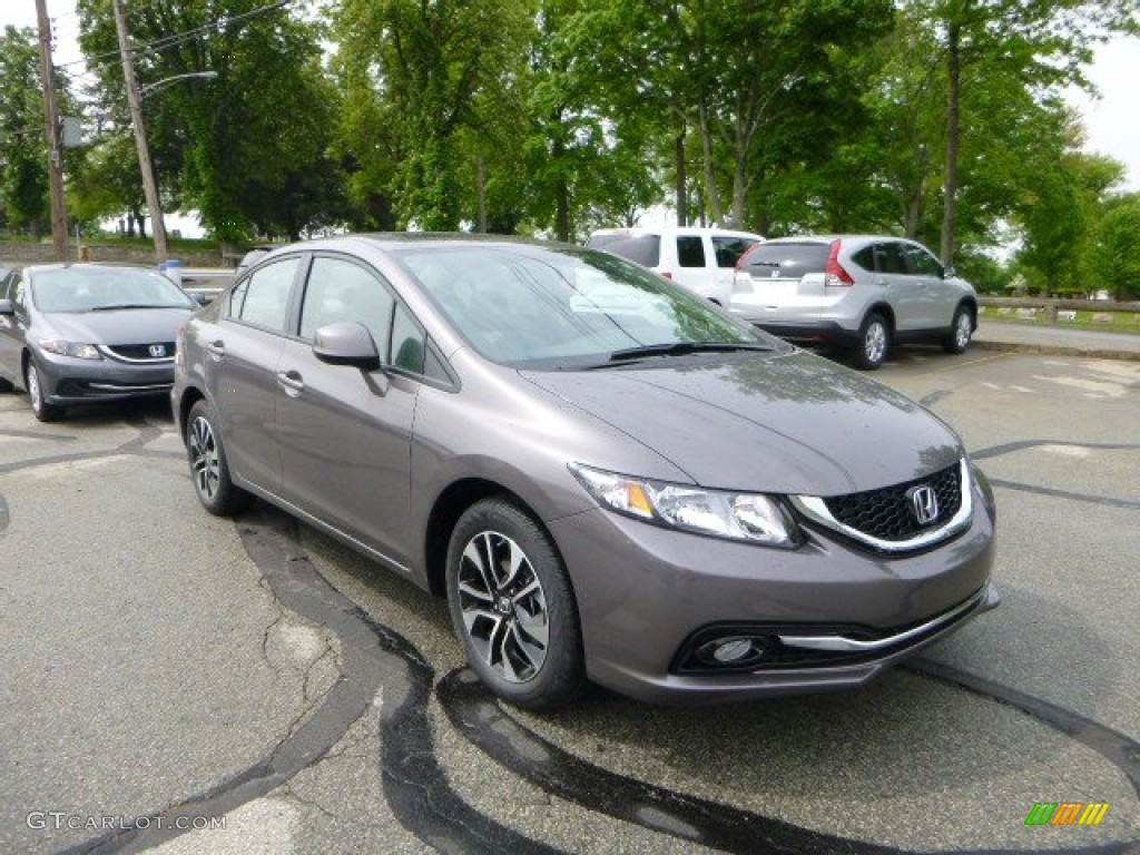 2013 Civic EX-L Sedan - Urban Titanium Metallic / Beige photo #1