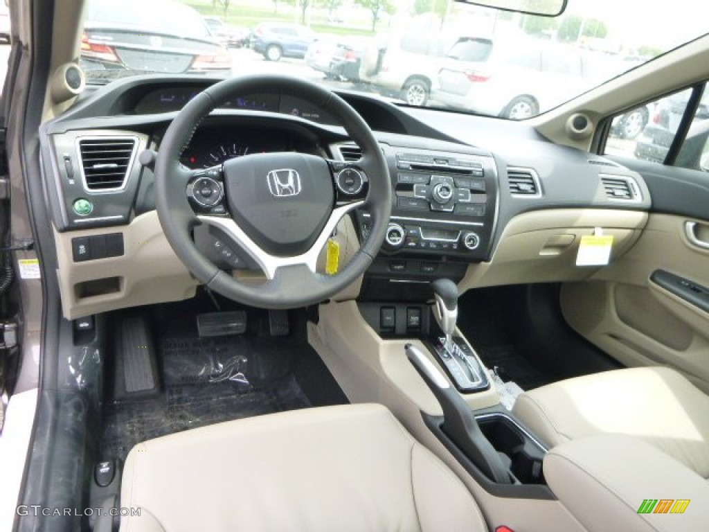 Beige Interior 2013 Honda Civic EX-L Sedan Photo #80938422