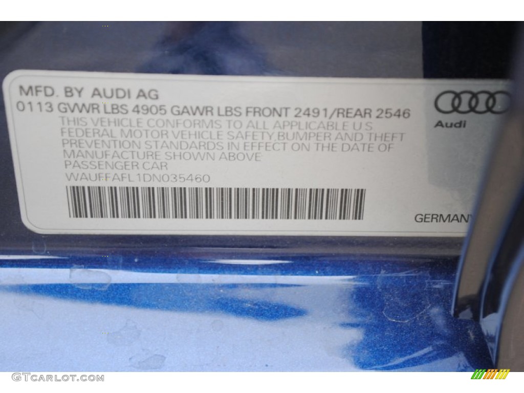 2013 A4 2.0T quattro Sedan - Scuba Blue Metallic / Titanium Gray photo #43