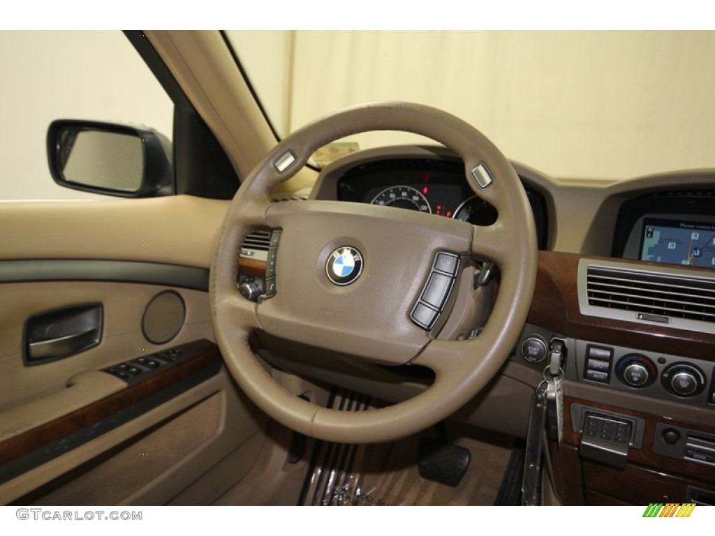 2007 BMW 7 Series 750Li Sedan Beige Steering Wheel Photo #80943504