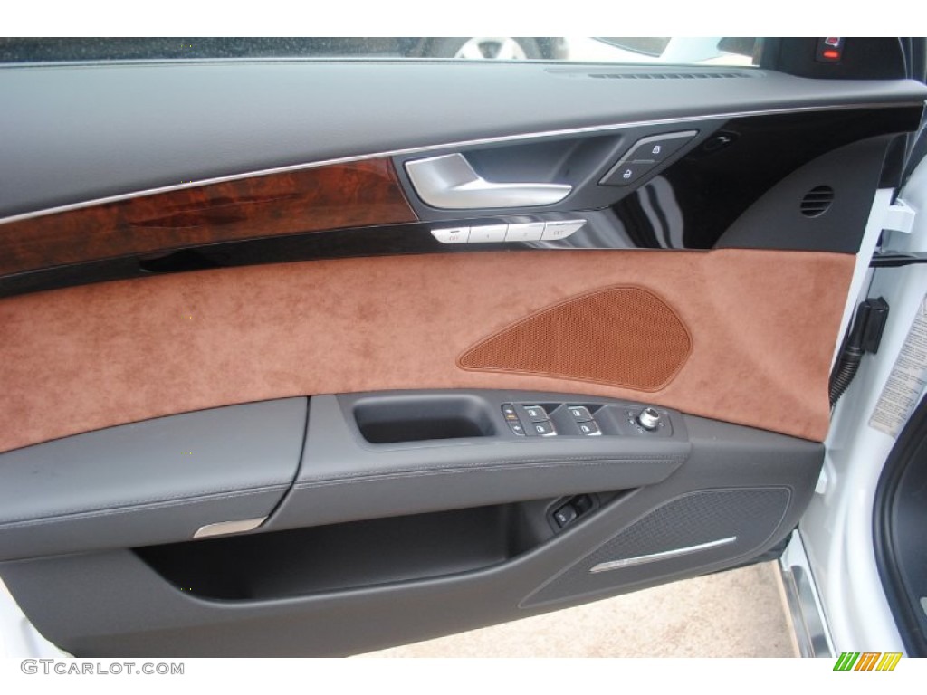 2013 Audi A8 L 4.0T quattro Nougat Brown Door Panel Photo #80944866