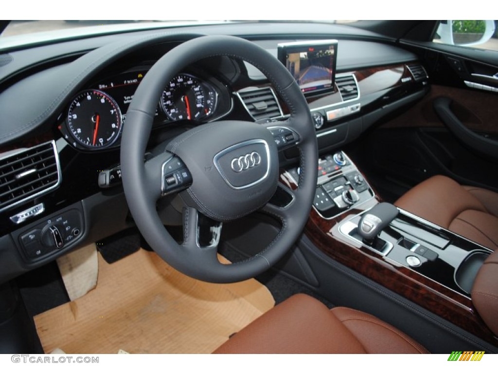 2013 Audi A8 L 4.0T quattro Nougat Brown Dashboard Photo #80944878